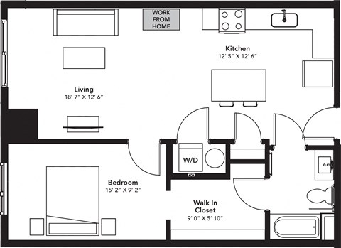 a floor plan of a home with a bedroom and a living room